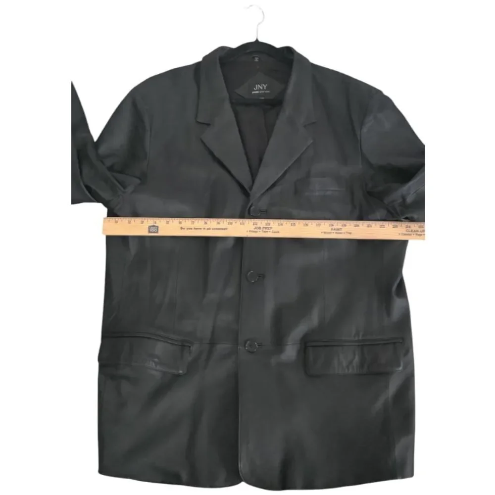 Jones New York Black Leather Jacket Blazer Suit Jacket Size 50R